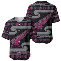 New Zealand Christmas Baseball Jersey Meri Kirihimete Silver Fern Knit Style Pink Color LT03 - Polynesian Pride