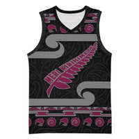 New Zealand Christmas Basketball Jersey Meri Kirihimete Silver Fern Knit Style Pink Color LT03 Unisex Pink - Polynesian Pride