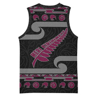 New Zealand Christmas Basketball Jersey Meri Kirihimete Silver Fern Knit Style Pink Color LT03 - Polynesian Pride