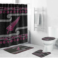 New Zealand Christmas Bathroom Set Meri Kirihimete Silver Fern Knit Style Pink Color LT03 Bathroom Set (4 pcs) Pink - Polynesian Pride