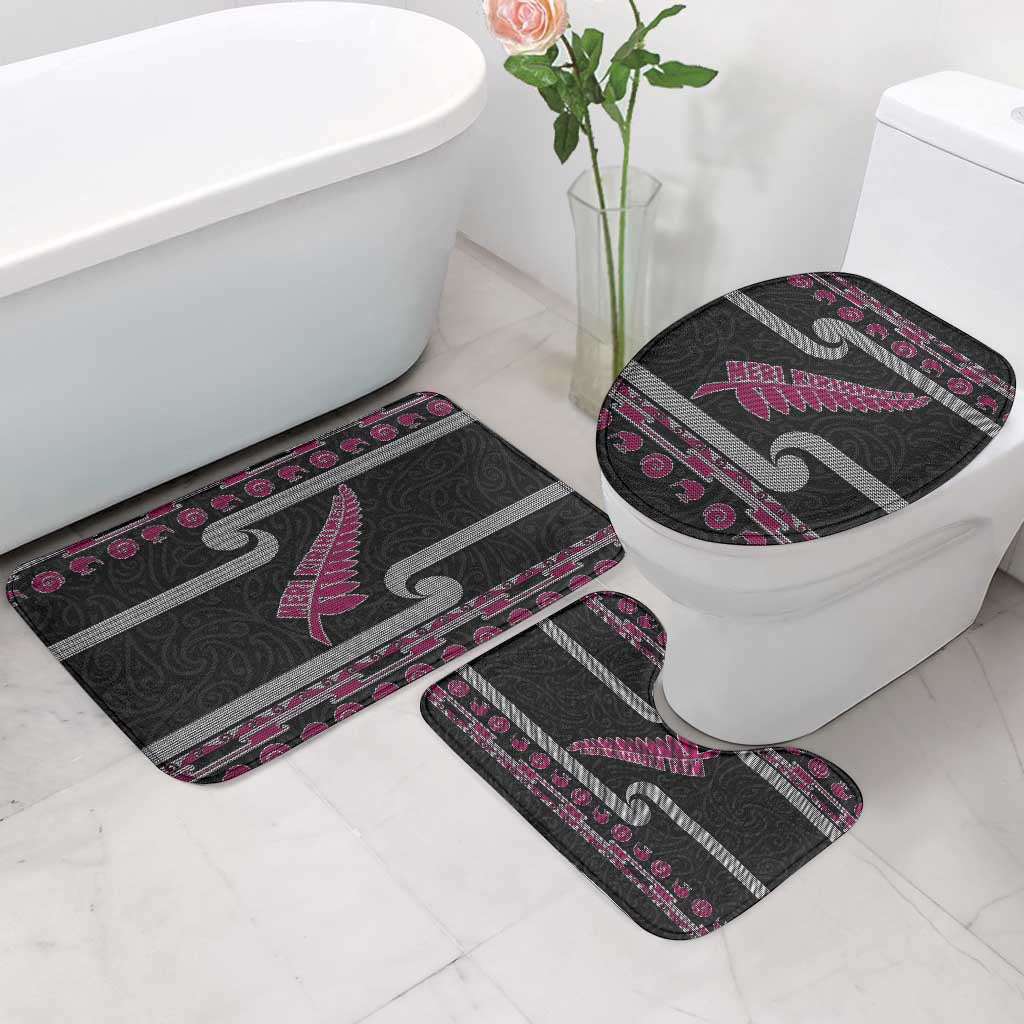 New Zealand Christmas Bathroom Set Meri Kirihimete Silver Fern Knit Style Pink Color LT03 - Polynesian Pride