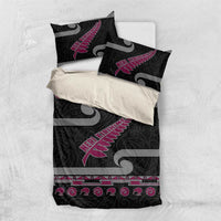 New Zealand Christmas Bedding Set Meri Kirihimete Silver Fern Knit Style Pink Color LT03 US Twin 172cm x 218cm Pink - Polynesian Pride