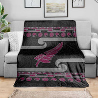 New Zealand Christmas Blanket Meri Kirihimete Silver Fern Knit Style Pink Color LT03 - Polynesian Pride