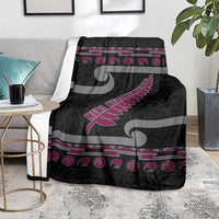 New Zealand Christmas Blanket Meri Kirihimete Silver Fern Knit Style Pink Color LT03 - Polynesian Pride