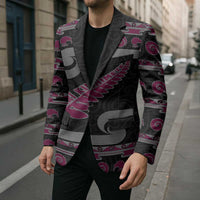 New Zealand Christmas Blazer Meri Kirihimete Silver Fern Knit Style Pink Color LT03 - Polynesian Pride