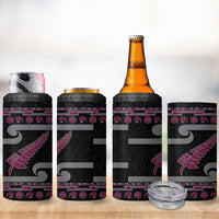 New Zealand Christmas 4 in 1 Can Cooler Tumbler Meri Kirihimete Silver Fern Knit Style Pink Color LT03 - Polynesian Pride