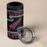 New Zealand Christmas 4 in 1 Can Cooler Tumbler Meri Kirihimete Silver Fern Knit Style Pink Color LT03 - Polynesian Pride