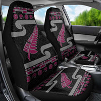 New Zealand Christmas Car Seat Cover Meri Kirihimete Silver Fern Knit Style Pink Color LT03 - Polynesian Pride