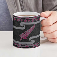 New Zealand Christmas Ceramic Mug Meri Kirihimete Silver Fern Knit Style Pink Color LT03 - Polynesian Pride