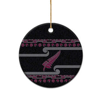 New Zealand Christmas Ceramic Ornament Meri Kirihimete Silver Fern Knit Style Pink Color LT03 - Polynesian Pride