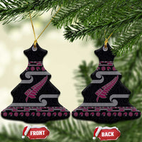 New Zealand Christmas Ceramic Ornament Meri Kirihimete Silver Fern Knit Style Pink Color LT03 Christmas Tree Pink - Polynesian Pride