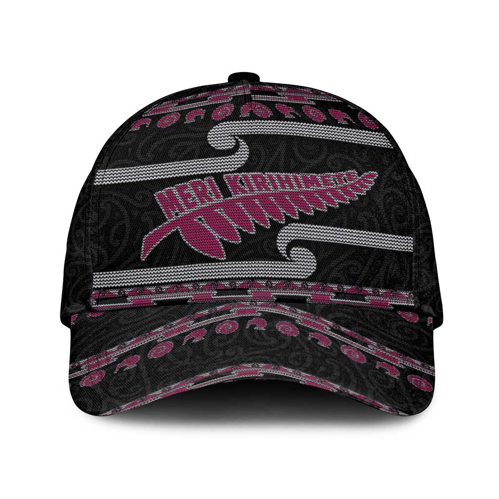 New Zealand Christmas Classic Cap Meri Kirihimete Silver Fern Knit Style Pink Color LT03 Universal Fit Pink - Polynesian Pride