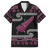 New Zealand Christmas Family Matching Puletasi and Hawaiian Shirt Meri Kirihimete Silver Fern Knit Style Pink Color LT03 Dad's Shirt - Short Sleeve Pink - Polynesian Pride
