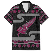 New Zealand Christmas Family Matching Short Sleeve Bodycon Dress and Hawaiian Shirt Meri Kirihimete Silver Fern Knit Style Pink Color LT03 Dad's Shirt - Short Sleeve Pink - Polynesian Pride