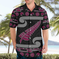 New Zealand Christmas Hawaiian Shirt Meri Kirihimete Silver Fern Knit Style Pink Color LT03 - Polynesian Pride