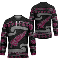 New Zealand Christmas Hockey Jersey Meri Kirihimete Silver Fern Knit Style Pink Color LT03 - Polynesian Pride