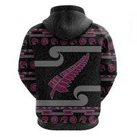 New Zealand Christmas Hoodie Meri Kirihimete Silver Fern Knit Style Pink Color LT03 - Polynesian Pride