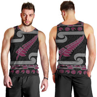 New Zealand Christmas Men Tank Top Meri Kirihimete Silver Fern Knit Style Pink Color LT03 - Polynesian Pride