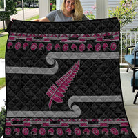 New Zealand Christmas Quilt Meri Kirihimete Silver Fern Knit Style Pink Color LT03 Pink - Polynesian Pride