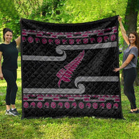 New Zealand Christmas Quilt Meri Kirihimete Silver Fern Knit Style Pink Color LT03 - Polynesian Pride