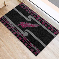 New Zealand Christmas Rubber Doormat Meri Kirihimete Silver Fern Knit Style Pink Color LT03 - Polynesian Pride