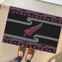 New Zealand Christmas Rubber Doormat Meri Kirihimete Silver Fern Knit Style Pink Color LT03 - Polynesian Pride