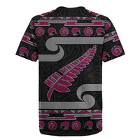 New Zealand Christmas Rugby Jersey Meri Kirihimete Silver Fern Knit Style Pink Color LT03 - Polynesian Pride