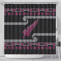 New Zealand Christmas Shower Curtain Meri Kirihimete Silver Fern Knit Style Pink Color LT03 - Polynesian Pride