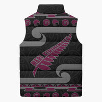 New Zealand Christmas Sleeveless Puffer Jacket Meri Kirihimete Silver Fern Knit Style Pink Color LT03 - Polynesian Pride