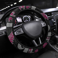 New Zealand Christmas Steering Wheel Cover Meri Kirihimete Silver Fern Knit Style Pink Color LT03 Universal Fit Pink - Polynesian Pride