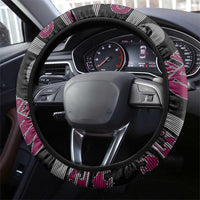 New Zealand Christmas Steering Wheel Cover Meri Kirihimete Silver Fern Knit Style Pink Color LT03 - Polynesian Pride