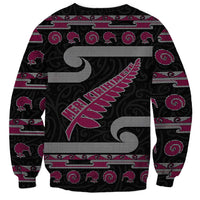 New Zealand Christmas Sweatshirt Meri Kirihimete Silver Fern Knit Style Pink Color LT03 - Polynesian Pride