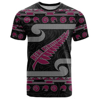 New Zealand Christmas T Shirt Meri Kirihimete Silver Fern Knit Style Pink Color LT03 Pink - Polynesian Pride