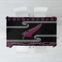 New Zealand Christmas Tablecloth Meri Kirihimete Silver Fern Knit Style Pink Color LT03 Pink - Polynesian Pride