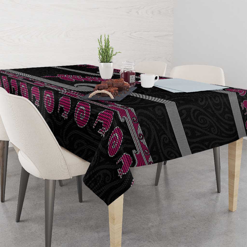 New Zealand Christmas Tablecloth Meri Kirihimete Silver Fern Knit Style Pink Color LT03 - Polynesian Pride
