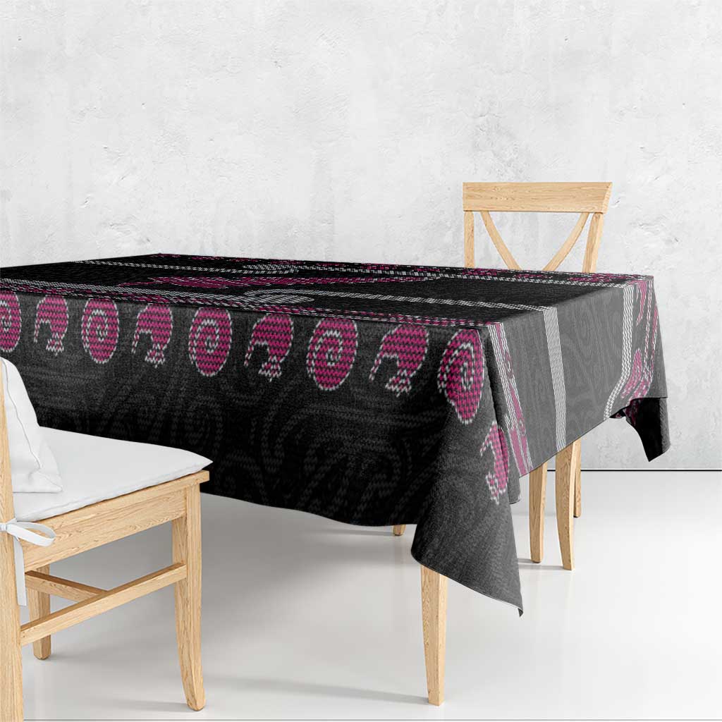 New Zealand Christmas Tablecloth Meri Kirihimete Silver Fern Knit Style Pink Color LT03 - Polynesian Pride