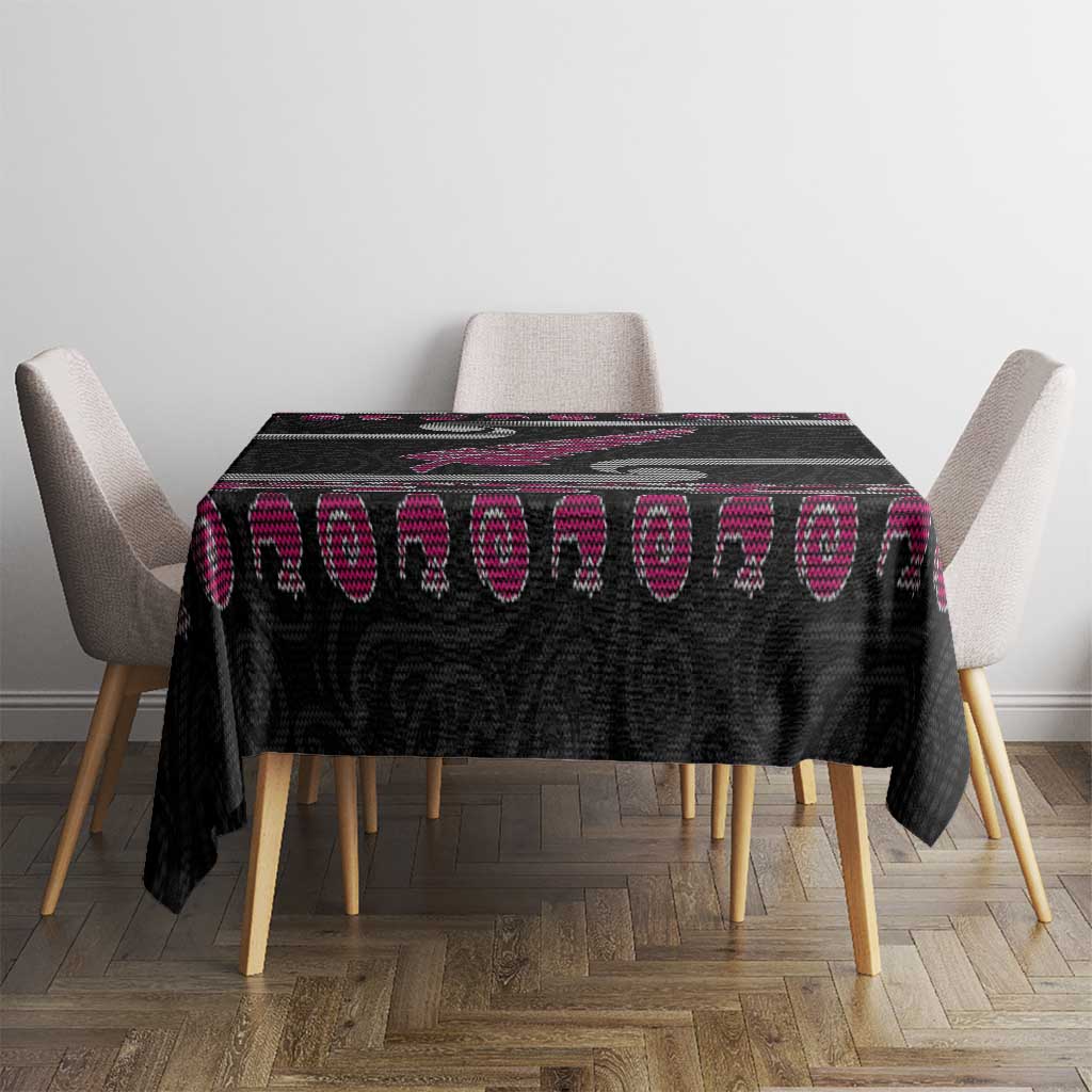 New Zealand Christmas Tablecloth Meri Kirihimete Silver Fern Knit Style Pink Color LT03 - Polynesian Pride