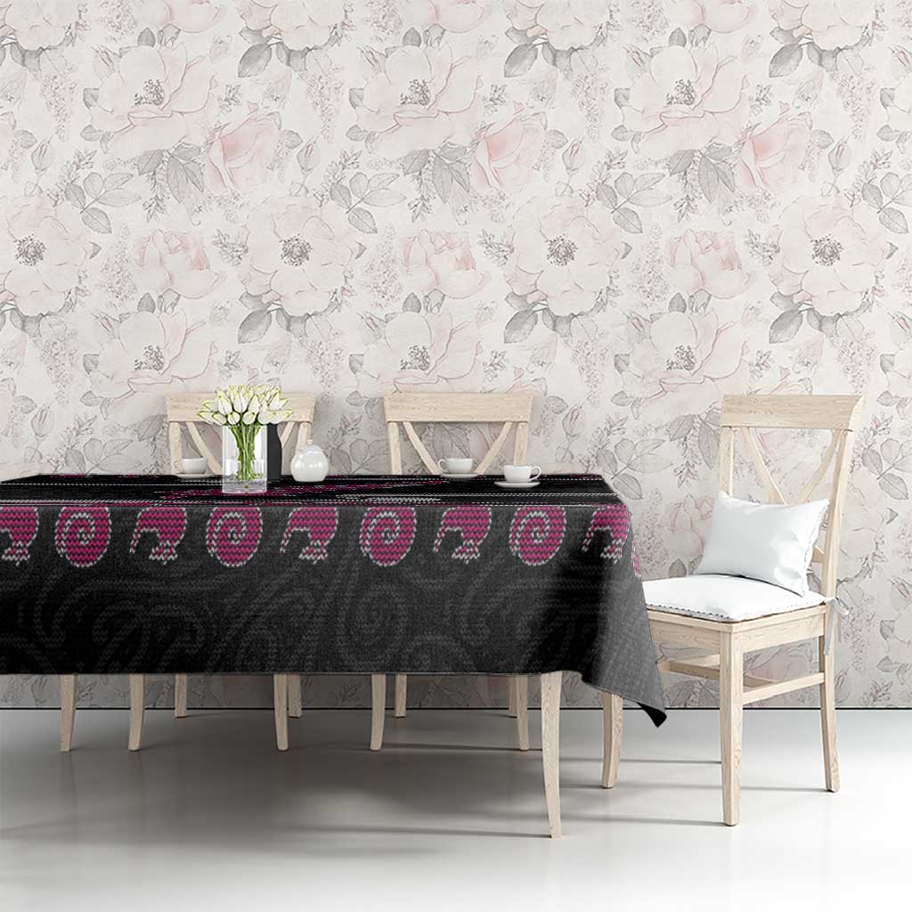 New Zealand Christmas Tablecloth Meri Kirihimete Silver Fern Knit Style Pink Color LT03 - Polynesian Pride