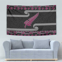 New Zealand Christmas Tapestry Meri Kirihimete Silver Fern Knit Style Pink Color LT03 - Polynesian Pride