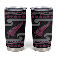 New Zealand Christmas Tumbler Cup Meri Kirihimete Silver Fern Knit Style Pink Color LT03 Pink - Polynesian Pride