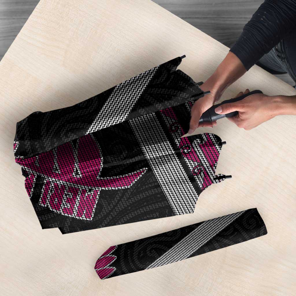 New Zealand Christmas Umbrella Meri Kirihimete Silver Fern Knit Style Pink Color LT03 - Polynesian Pride