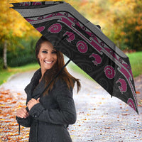 New Zealand Christmas Umbrella Meri Kirihimete Silver Fern Knit Style Pink Color LT03 - Polynesian Pride