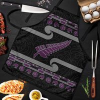 New Zealand Christmas Apron Meri Kirihimete Silver Fern Knit Style Purple Color LT03 Purple - Polynesian Pride