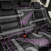 New Zealand Christmas Back Car Seat Cover Meri Kirihimete Silver Fern Knit Style Purple Color LT03 - Polynesian Pride