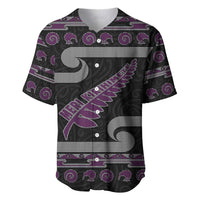 New Zealand Christmas Baseball Jersey Meri Kirihimete Silver Fern Knit Style Purple Color LT03 Purple - Polynesian Pride