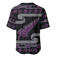 New Zealand Christmas Baseball Jersey Meri Kirihimete Silver Fern Knit Style Purple Color LT03 - Polynesian Pride