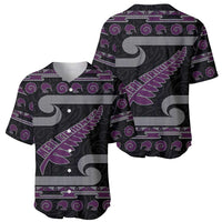 New Zealand Christmas Baseball Jersey Meri Kirihimete Silver Fern Knit Style Purple Color LT03 - Polynesian Pride