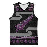 New Zealand Christmas Basketball Jersey Meri Kirihimete Silver Fern Knit Style Purple Color LT03 Unisex Purple - Polynesian Pride