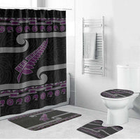 New Zealand Christmas Bathroom Set Meri Kirihimete Silver Fern Knit Style Purple Color LT03 Bathroom Set (4 pcs) Purple - Polynesian Pride