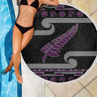 New Zealand Christmas Beach Blanket Meri Kirihimete Silver Fern Knit Style Purple Color LT03 - Polynesian Pride